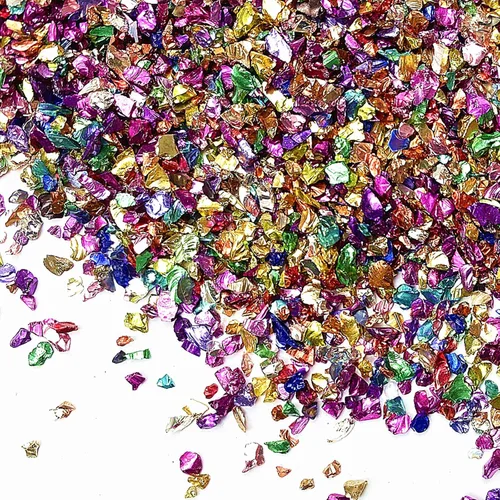Miniatura 27 de Jmassyang Brillantinas metálicas irregulares de vidrio triturado, espolvorea con purpurina gruesa, 3.53 oz, para manualidades, uñas, resina, funda