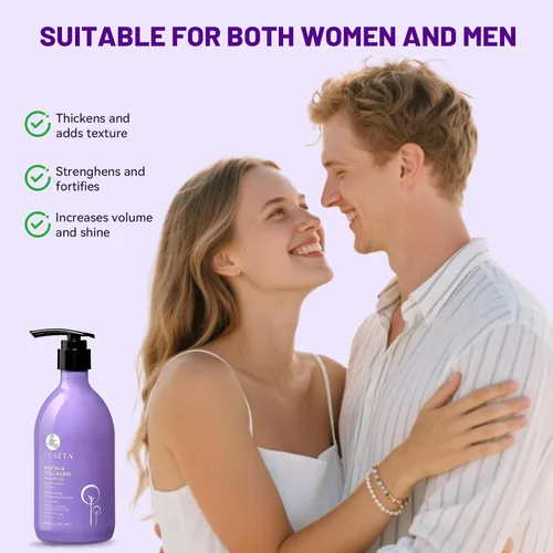 Miniatura 4 de Luseta Champú espesante para cabello fino y fino, fórmula voluminizadora de biotina y colágeno para cabello liso y flácido, añade cuerpo y plenitud