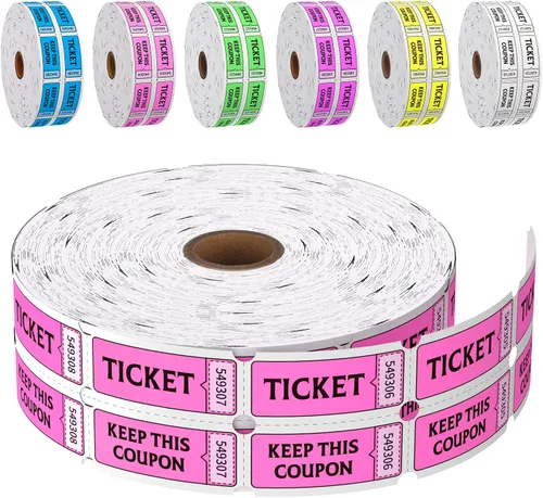 Miniatura 10 de Boletos para rifas de doble rollo 8000 boletos 50/50 para eventos, entrada, premio de clase, recaudación de fondos y premios