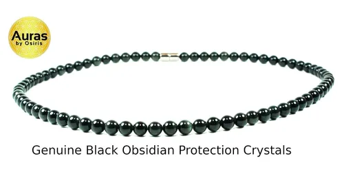 Miniatura 8 de Collar de cristal de obsidiana negra hecho a mano, collar de cuentas de piedras preciosas naturales auténticas, curación, protección, talismán mala