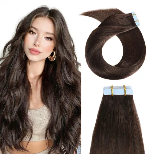 Miniatura 21 de YILITE Extensiones de cabello adhesivas de color rojo, 18 pulgadas, 50 g, 20 unidades, #99J, 100% cabello humano Remy, trama de piel sin costuras
