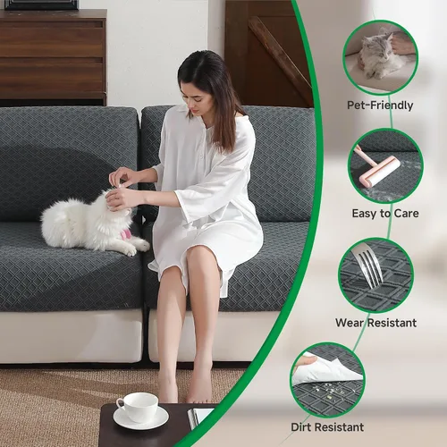 Miniatura 3 de OHSIO Funda para sofá, funda elástica para sofá, funda de cojín de asiento suave, lavable, funda de sofá modular en forma de L, resistente al Gris