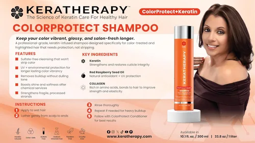 Miniatura 4 de KERATHERAPY Champú protector de color con infusión de queratina, 10.1 onzas líquidas, 10.1 fl oz – Champú protector de color sin gluten para cabello