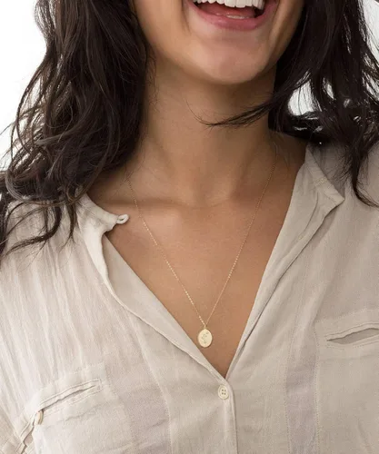 Miniatura 2 de SJ JEWELRY Collar de flor de guardián chapado en oro de 14 quilates colgante de moneda de disco regalo personalizado para mujeres y niñas 12 meses