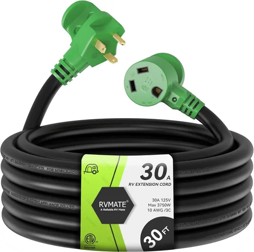 Miniatura 11 de RVMATE Cable de extensión de alimentación RV de 30 amperios y 75 pies con mango de fácil enchufe, TT-30P a TT-30R, indicador LED, 10 AWG