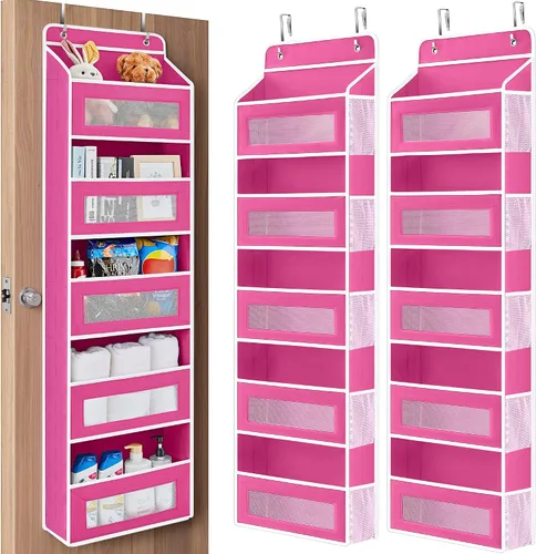 Miniatura 16 de JARLINK Organizador de almacenamiento sobre la puerta, organizador de puerta colgante de 5 estantes con 5 bolsillos de gran capacidad, anti