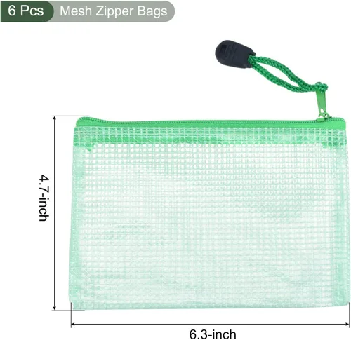 Miniatura 2 de YOKIVE Paquete de 6 bolsas de malla con cremallera, bolsillos de malla A6 para archivos, bolsa de plástico para documentos, ideal