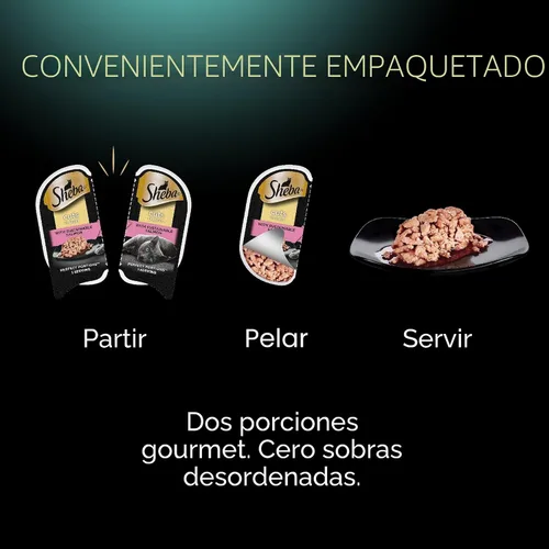 Miniatura 9 de Sheba Perfect Portions - Cortes de comida húmeda para gatos en salsa, plato de pollo asado, plato de pavo tierno, con salmón sostenible y con atún