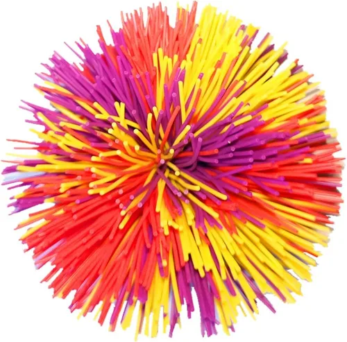 Miniatura 2 de Pelota grande de silicona para jugar jugging, de 4.5 pulgadas, diseño de arcoíris, bola antiestrés de mono (morado, rojo + amarillo)