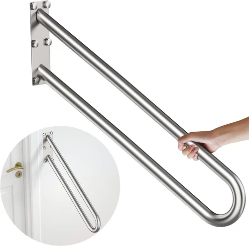Miniatura 14 de Pasamanos de acero inoxidable de 20 pulgadas para 1-3 escalones, tubo de 1.25 pulgadas, barra de seguridad cromada en forma de U para escaleras