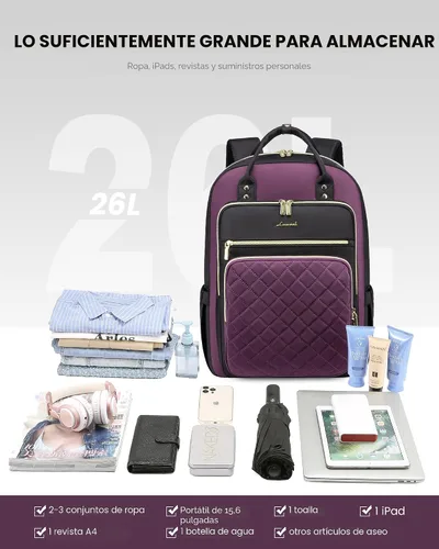 Miniatura 8 de LOVEVOOK Mochila para computadora portátil para mujer, mochila para trabajo de viaje, bolsa de computadora para enfermera, profesora, bolsa