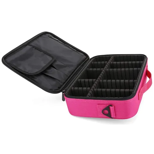 Miniatura 10 de Estuche de viaje para maquillaje, organizador de cosméticos, bolsa de almacenamiento portátil para artistas, con divisores ajustables