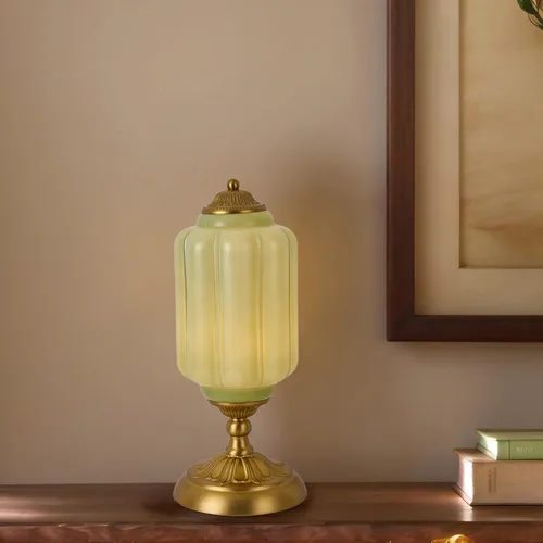 Miniatura 7 de Lámpara de mesa vintage de vidrio de leche, lámparas modernas de mediados de siglo regulables, elegante lámpara de noche Art Deco festoneada