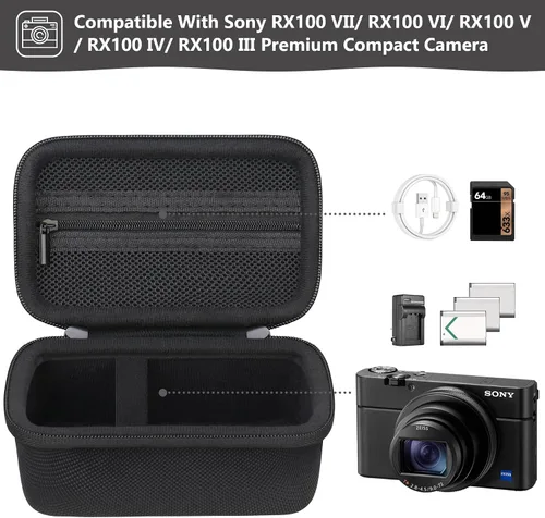 Miniatura 2 de Funda de transporte para cámara compacta Sony RX100 VII/ RX100 VI/ RX100 V/ RX100 IV/ RX100 III Premium Compact Camera, bolsa de viaje con bolsillo