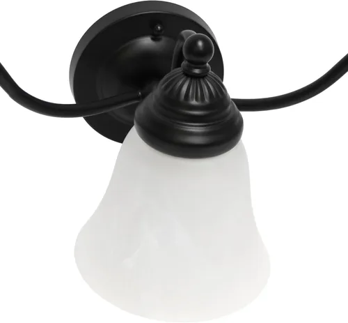 Miniatura 7 de Simple Designs VT1023-BLK 19.25 pulgadas clásicas 3 luces de metal y mármol esmerilado blanco con forma de campana de vidrio con forma de campana