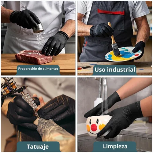 Miniatura 9 de FINITEX - Guantes desechables de nitrilo negro, 5 mil, sin polvo, examen médico, sin látex, 100 unidades para examen, limpieza del hogar, guantes
