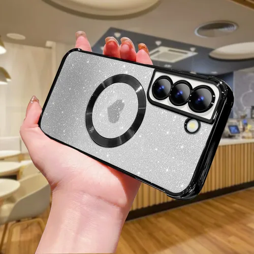Miniatura 4 de ZONRW Funda magnética para Samsung Galaxy S21, para mujeres y niñas, suave chapado de lujo, con purpurina degradada, bonita funda de corazón