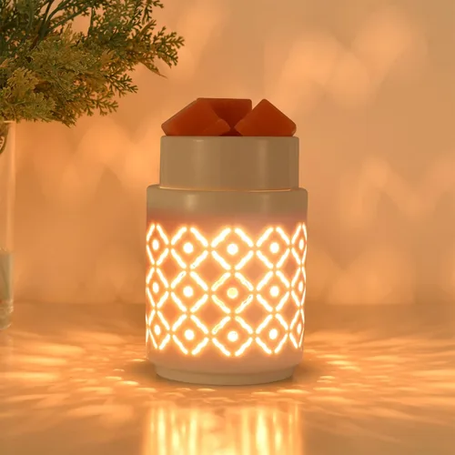 Calentador de cera de cerámica, calentador de cera de velas, luz nocturna, derretidor de cera eléctrico 2 en 1 y calentador de fragancias para
