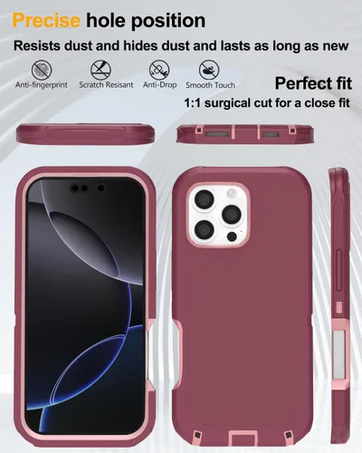 Miniatura 5 de Tall silver Funda para iPhone 16 Pro Max con [2 protectores de pantalla + 2 protectores de lente de cámara], 3 en 1, protección resistente de grado