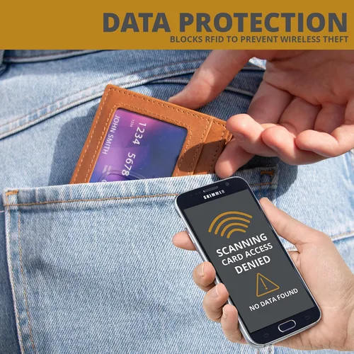 Miniatura 5 de Garzini Magic Wallet con ventana de identificación, cartera minimalista con tarjetero RFID, cartera de piel para 8 tarjetas