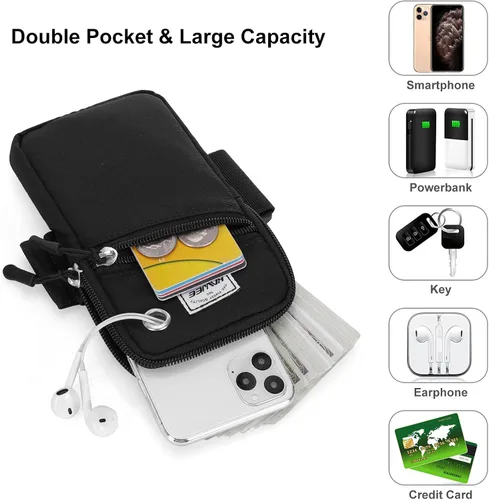 Miniatura 4 de Funda para brazaletes para teléfono celular para mujer, compatible con teléfono celular de 6.28 pulgadas, pantalla completa, color negro
