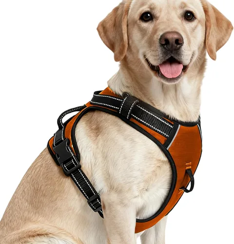 Miniatura 102 de Arnés para perro sin tirones, chaleco reflectante ajustable y acolchado para mascotas con asa de fácil control, fácil de llevar con nudo elegante