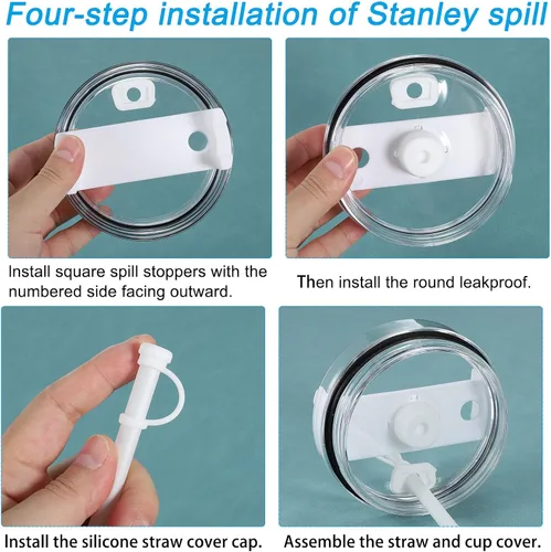Miniatura 5 de PATIKIL Tapón de silicona para popote 2.0 de 40 onzas/30 onzas, juego de 9 accesorios para vasos que incluye 3 tapas para pajilla, 3 tapones