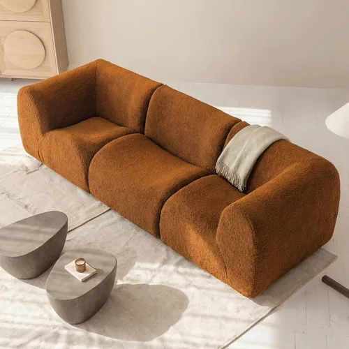 Miniatura 2 de Sofá individual modular curvado, sofá sherpa de espuma de 33 pulgadas, cómodos sofás de peluche para espacios pequeños, sofás modulares modernos