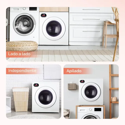 Miniatura 6 de EUHOMY Secadora portátil con manguera de escape, cuatro funciones de secado, seca hasta 9 libras de ropa, mini secadora de 1400 W con revestimiento