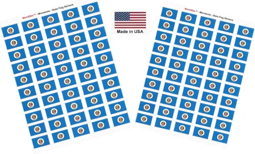 Miniatura 145 de 100 calcomanías de la bandera de Alaska; 1.5" x 1" hechas en Estados Unidos, calcomanías autoadhesivas de la bandera del estado para álbumes