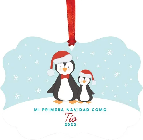 Miniatura 32 de Andaz Press Adorno de recuerdo de Navidad con marco de fantasía de familia española, Nuestra Primera Navidad Como UNA Familia De Tres 2024, Familia