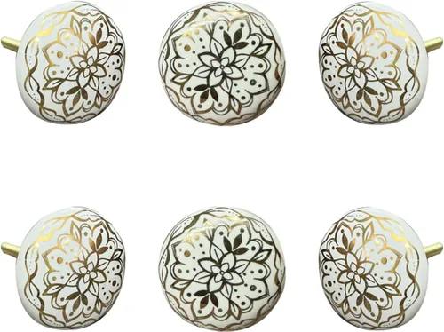Miniatura 20 de Perilla Home Juego de 6 pomos de cerámica para armarios y cajones, pomos redondos decorativos para el hogar, cocina, gabinete, armario, puerta