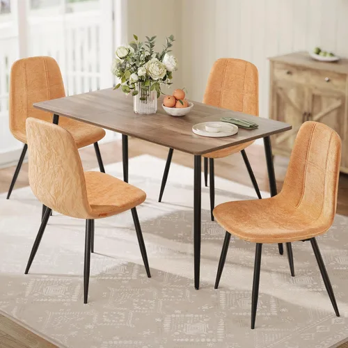 Miniatura 8 de VASAGLE Sillas de comedor, juego de 2 sillas de comedor, marco de metal, pies ajustables, fáciles de limpiar, piel sintética con textura glaciar