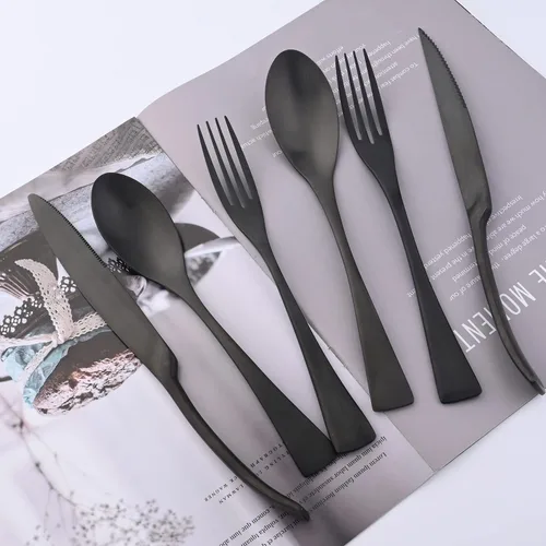 Miniatura 5 de Juego de cubiertos de 6 piezas para cubiertos de acero inoxidable 1,18/10, juego de cubiertos de comedor, utensilios de acabado para almuerzo
