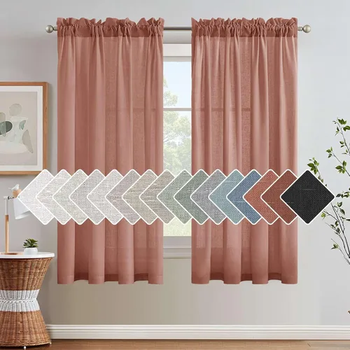 Miniatura 40 de H.VERSAILTEX Cortinas de Lino con Textura Filtradoras de Luz para Tratamiento de Ventanas de Sala de Estar, Cortinas Naturales Duraderas