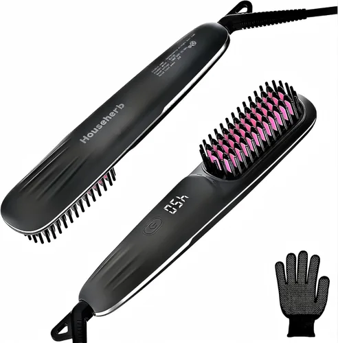 Cepillo alisador de cabello para mujer, peine caliente 2 en 1 y cepillo alisador con 9 ajustes de temperatura, hasta 450 ℉ para cabello liso sin