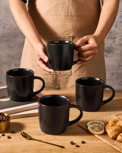 Miniatura 3 de famiware Mercury - Tazas de café de 13 onzas, juego de 4 tazas de café con asa, tazas para café con leche, té caliente, capuchino, moca, cacao, negro