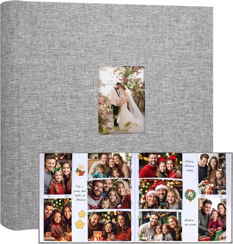Miniatura 15 de Álbum de fotos de 600 bolsillos 4x6 con espacio para escribir, álbum de fotos de gran capacidad 4x6 que contiene 600 fotos horizontales y Beige