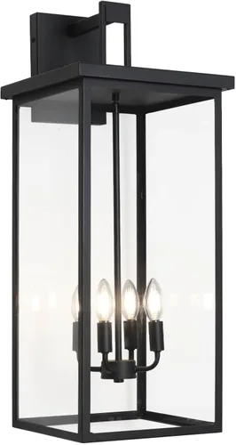 Miniatura 17 de tewei Farol de Pared Exterior de Gran Tamaño Accesorio de Luz de Pared Exterior, Luz de Porche Negro Mate, Luces Exteriores Impermeables para Casa