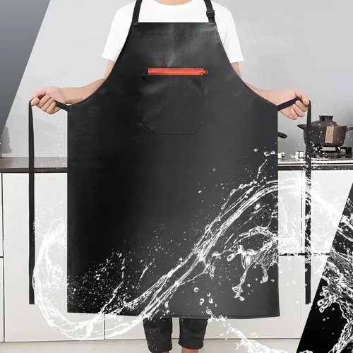 Miniatura 7 de Delantal impermeable, delantal de vinilo de goma extra largo resistente con bolsillo para hombres, delantales ajustables resistentes a productos