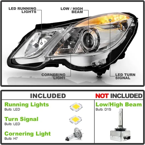 Miniatura 2 de ACANII - Para [HID/Xenon w/AFS] 2010-2013 Mercedes Benz E350 E550 Sedán/Wagon Proyector Faros Faros Izquierdo+Derecha