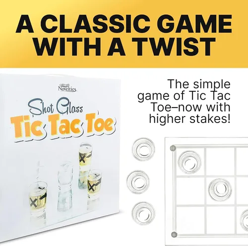 Miniatura 2 de Fairly Odd Novelties Shot Glass Tic Tac Toe Juego - Diseño elegante para beber divertido, perfecto para fiestas, parejas y estrategia, tablero