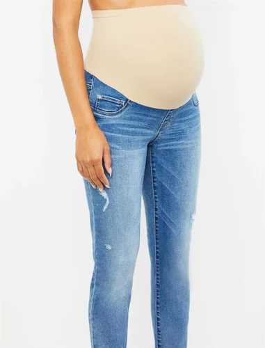 Miniatura 2 de Motherhood Maternity Women's Repreve Sustainable Over The Belly Skinny Denim Maternity Jeans Indigo Blue
