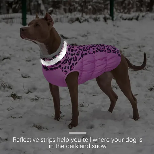 Miniatura 6 de FUAMEY - Abrigo de invierno para perro, chaqueta con cremallera y arnés, chaleco acolchado, reflectante, impermeable, para perros pequeños, medianos