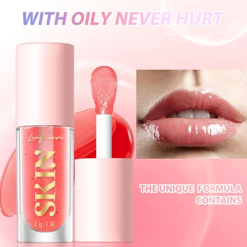 Miniatura 7 de LANGMANNI Aceite labial hidratante, brillo labial sin adherencia, bálsamo labial para el cuidado de los labios, aceite labial con sabor a fruta