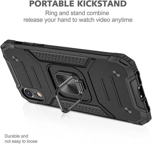 Miniatura 6 de HNHYGETE Funda para iPhone XR con protector de pantalla: (resistente) grado militar giratorio de 360° con función atril a prueba de golpes