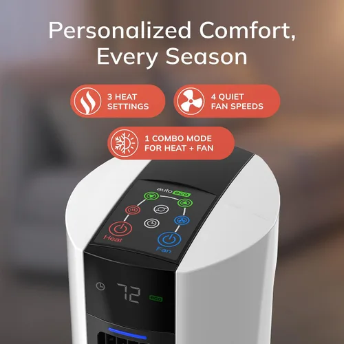 Miniatura 5 de Lasko Ventilador de torre oscilante para todas las estaciones y calentador de espacio en uno para el hogar con termostato ajustable, protección