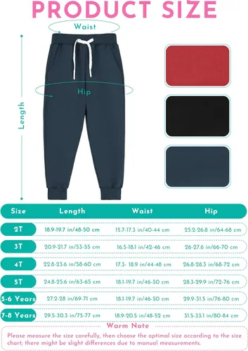 Miniatura 22 de Resinta Paquete de 3 pantalones deportivos de algodón para niños pequeños, pantalones deportivos con bolsillo, ropa de entrenamiento