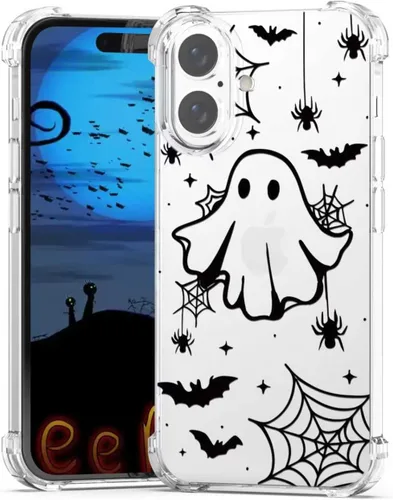 Miniatura 30 de Funda de Halloween para Google Pixel 6A transparente con diseños de murciélagos fantasmas, funda para teléfono para niñas, elegante, delgada, a