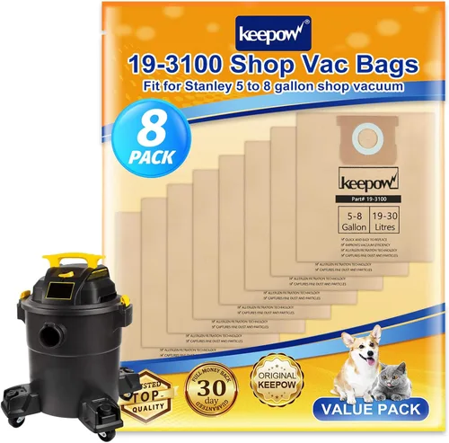 Miniatura 8 de Bolsas KEEPOW 19-3100 para aspiradora de 5-8 galones compatibles con Stanley, paquete de 4 bolsas de filtro desechables